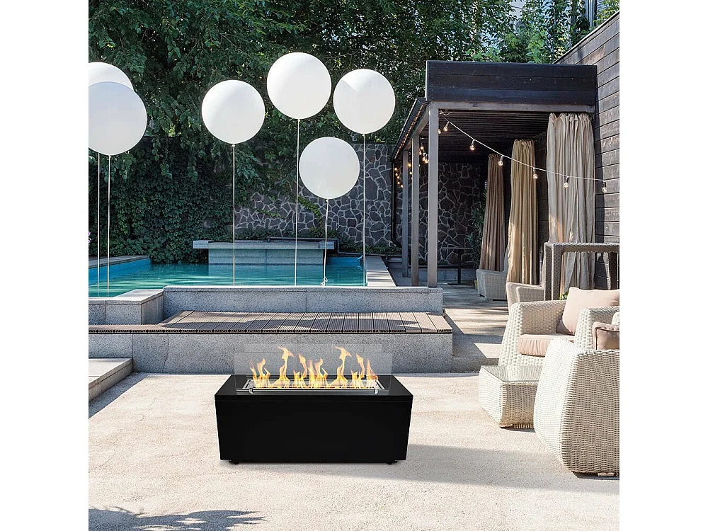 Cotopaxi bio-ethanol haard, Ecologische haard, Rookloze haard, Ethanol verwarming, Made in Italy, 40x100 h40 cm, Zwart