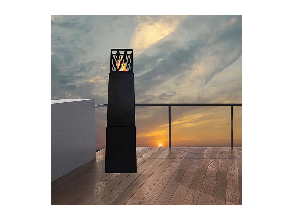 Cheminée bio-éthanol Arese, Capacité 2 L Made in Italy, 40x40x146h cm Noir