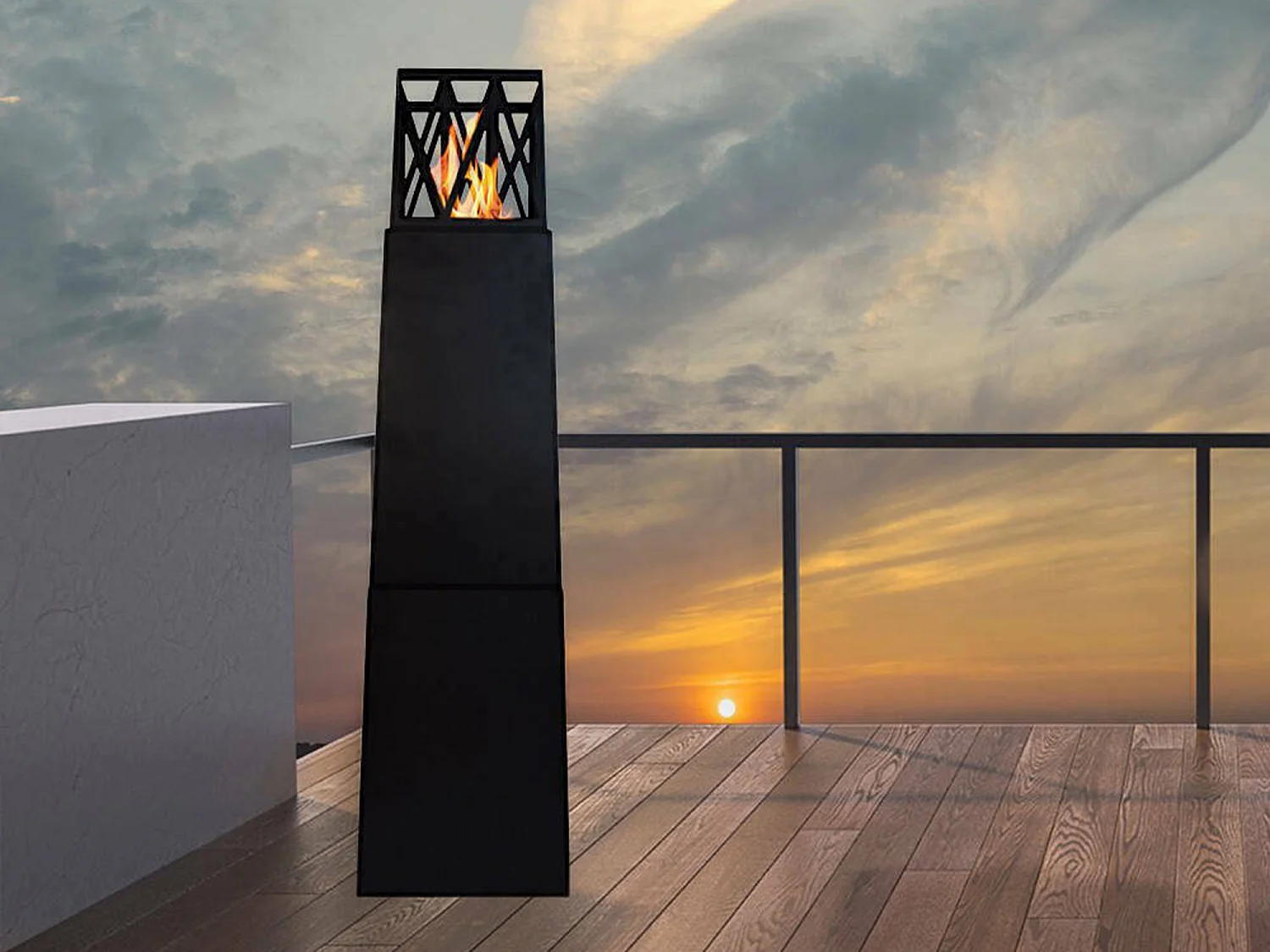 Cheminée bio-éthanol Arese, Capacité 2 L Made in Italy, 40x40x146h cm Noir
