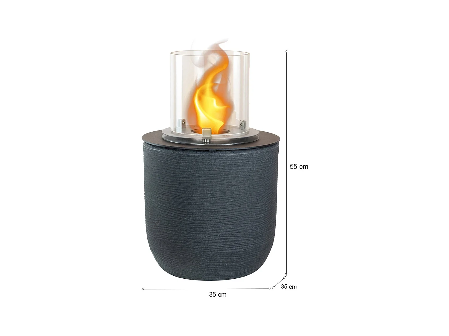 Cheminée à bioéthanol Agazzano, capacité 1,5 L, Made in Italy, 35x35x55h cm, noir