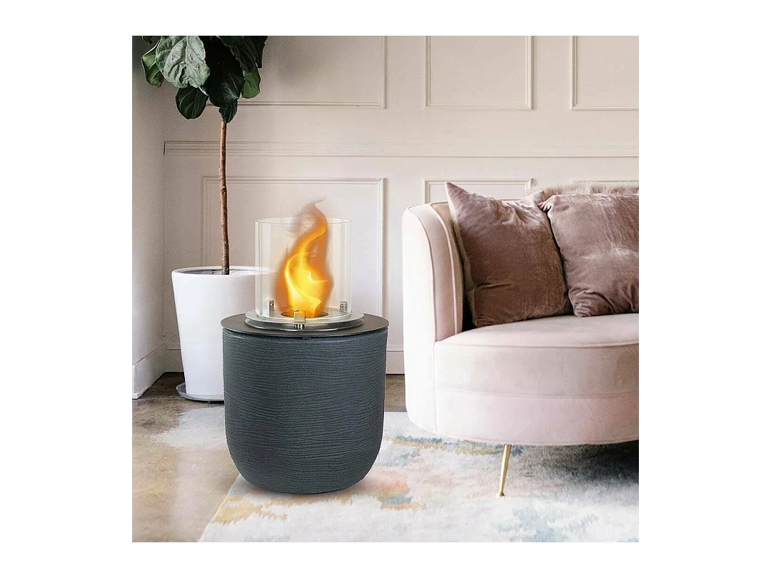 Cheminée à bioéthanol Agazzano, capacité 1,5 L, Made in Italy, 35x35x55h cm, noir