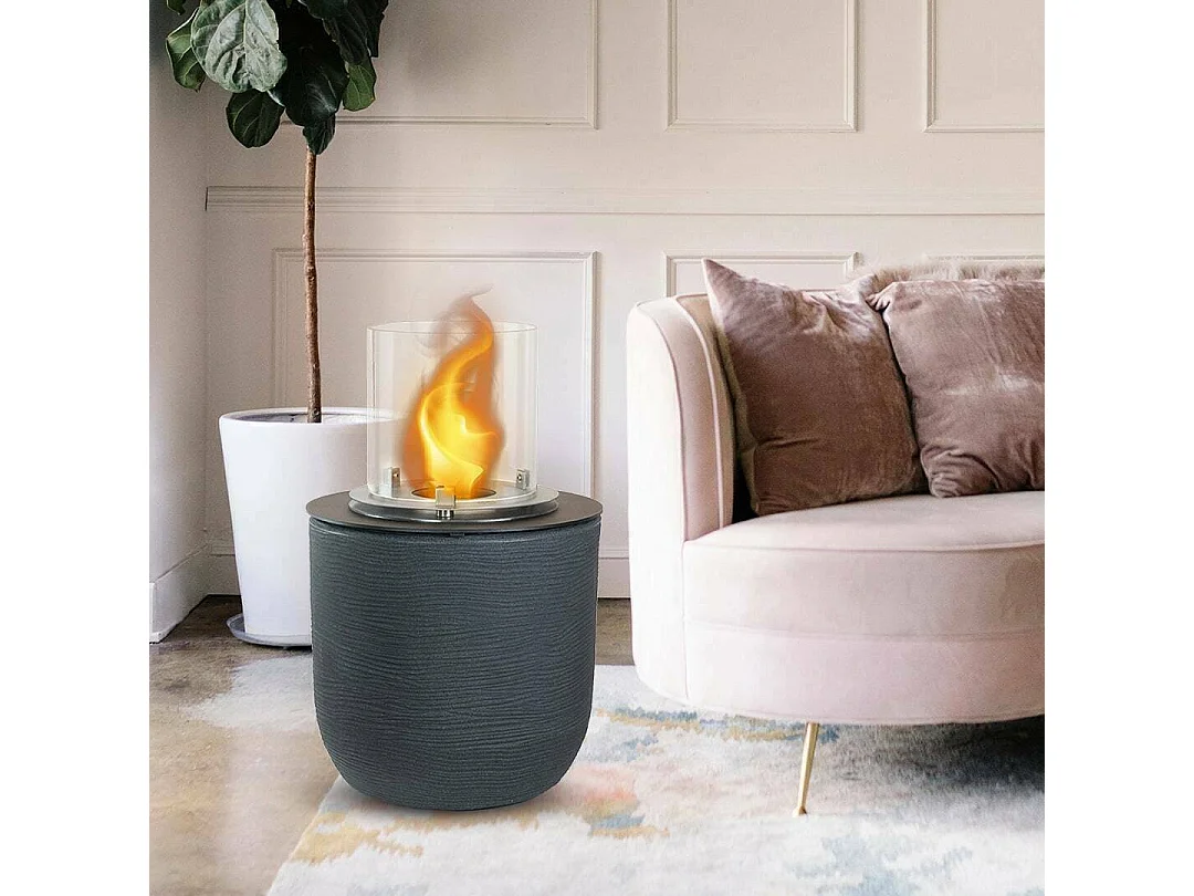 Cheminée à bioéthanol Agazzano, capacité 1,5 L, Made in Italy, 35x35x55h cm, noir