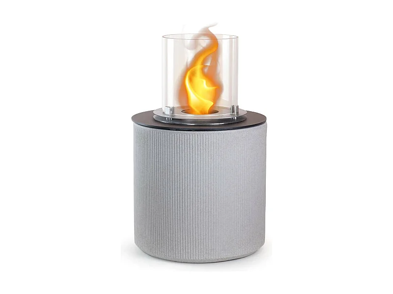 Chimenea de bioetanol Vesuvius, Chimenea ecológica, Hogar sin humo, Calefactor de etanol, Made in Italy, 36x36 h56 cm, Gris