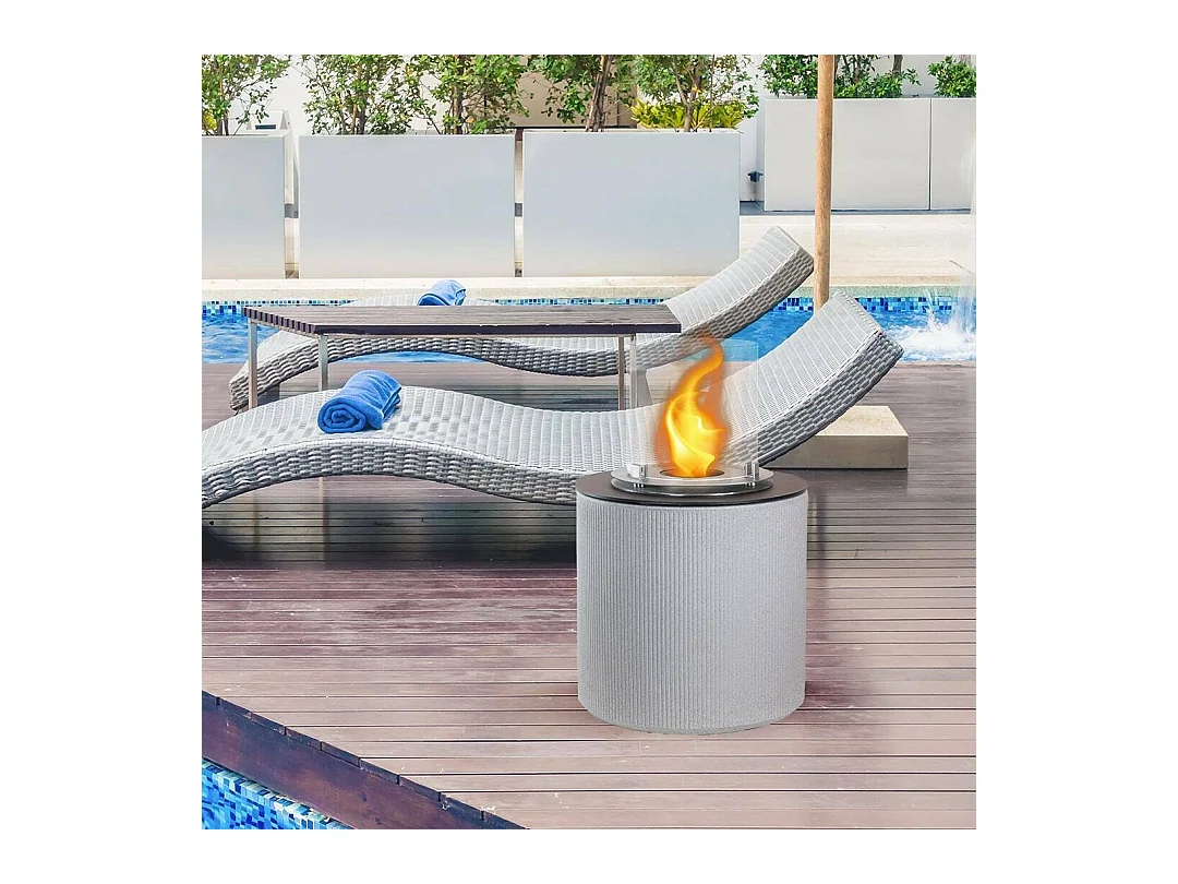 Cheminée à bioéthanol Maynila, capacité 1,5 L, fabrication italienne, 36x36x56h cm, gris