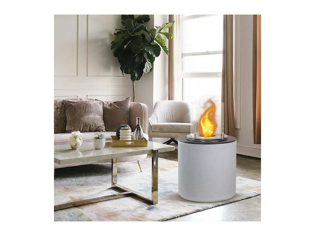 Cheminée à bioéthanol Maynila, capacité 1,5 L, fabrication italienne, 36x36x56h cm, gris