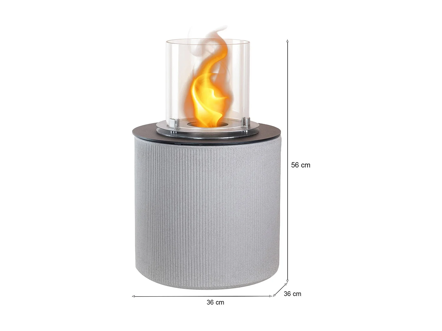 Cheminée à bioéthanol Maynila, capacité 1,5 L, fabrication italienne, 36x36x56h cm, gris