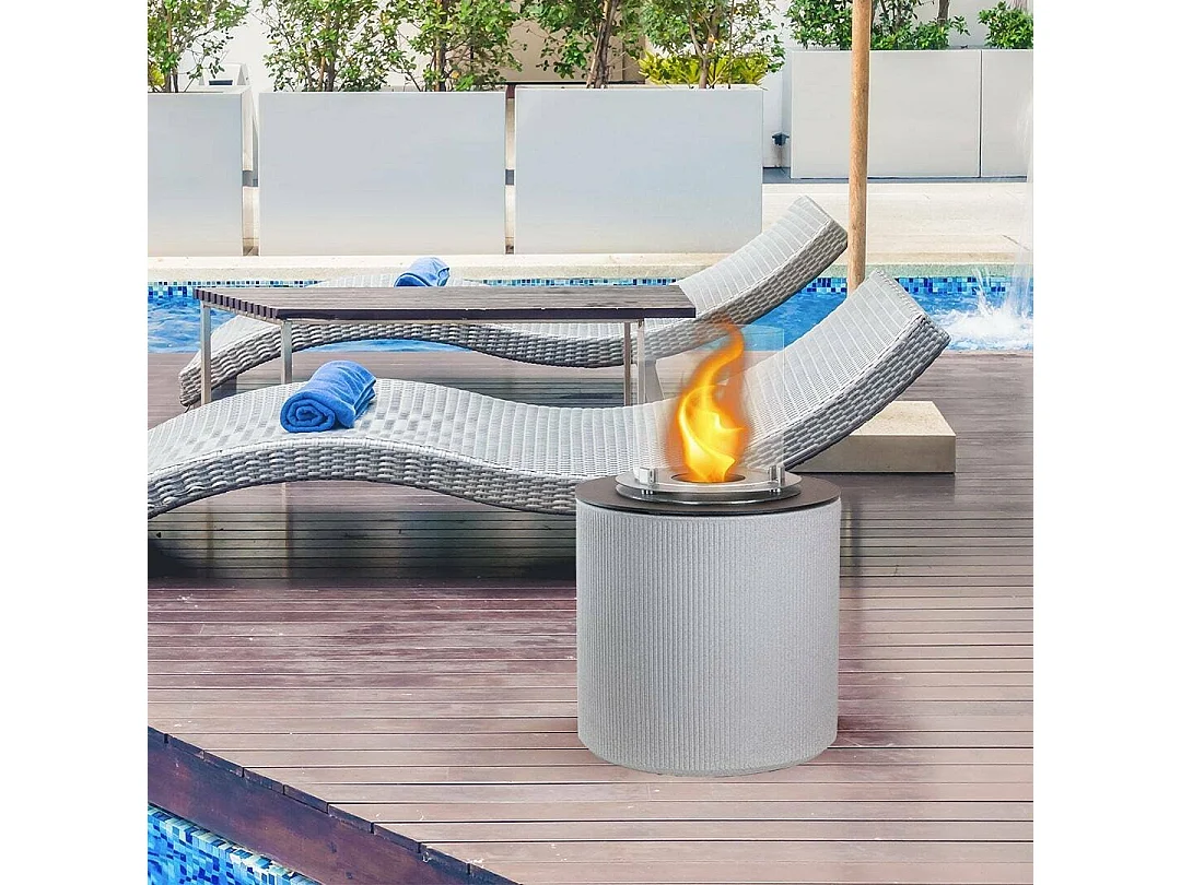 Cheminée à bioéthanol Maynila, capacité 1,5 L, fabrication italienne, 36x36x56h cm, gris