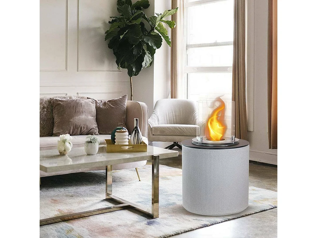 Cheminée à bioéthanol Maynila, capacité 1,5 L, fabrication italienne, 36x36x56h cm, gris