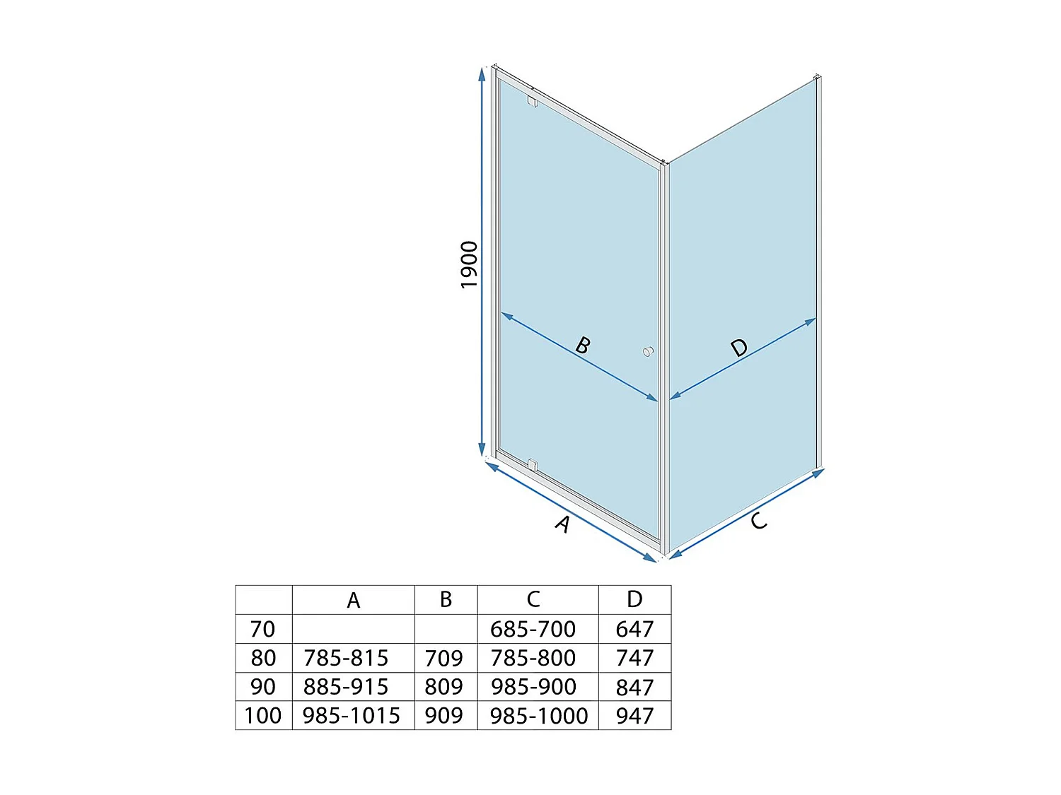 Cabine De Duche Rea Primo Swing 90X80 Chrome