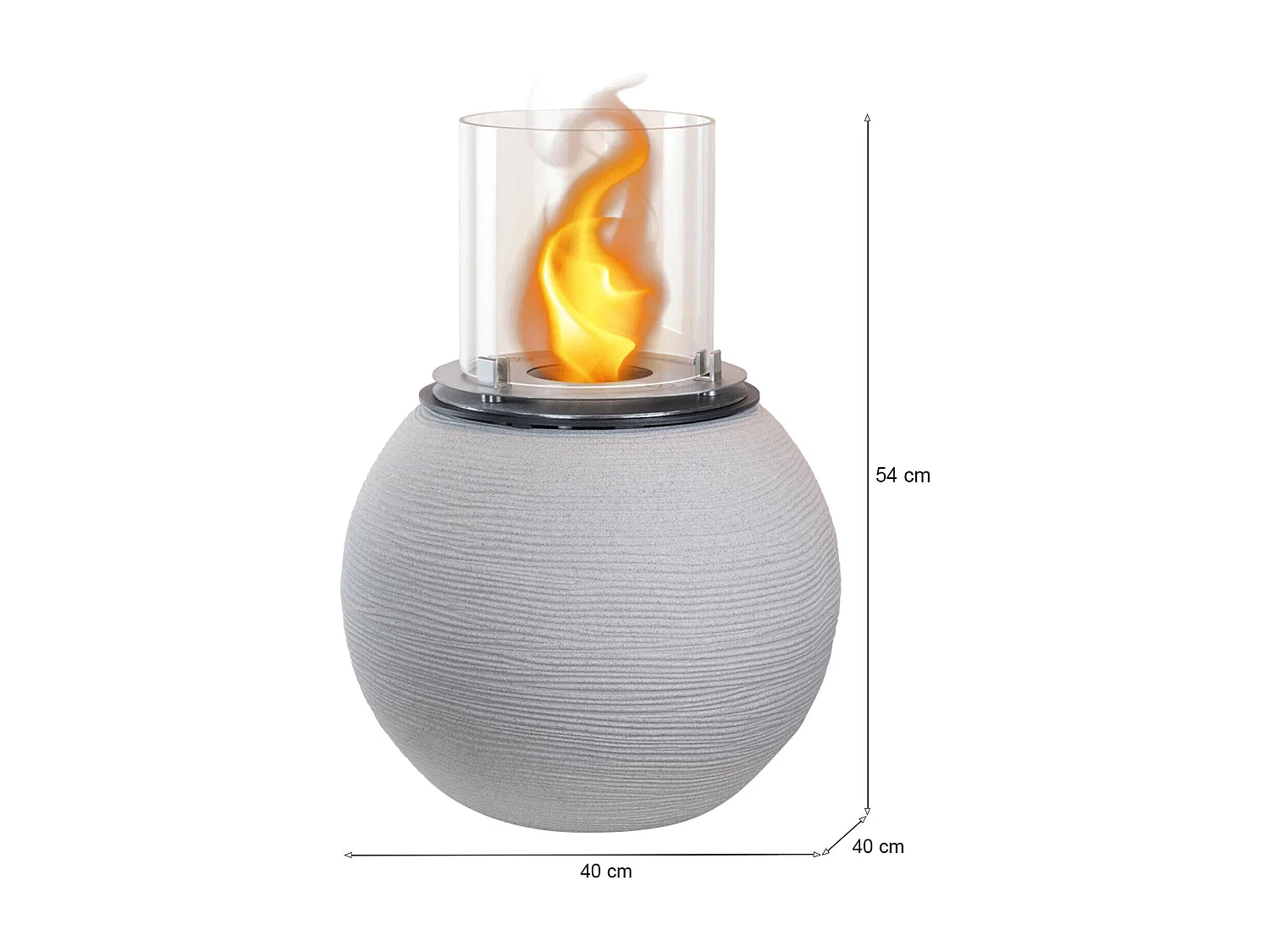 Cheminée à bioéthanol Alliste, Capacité 1,5 L Made in Italy, 40x40x54h cm Gris Clair