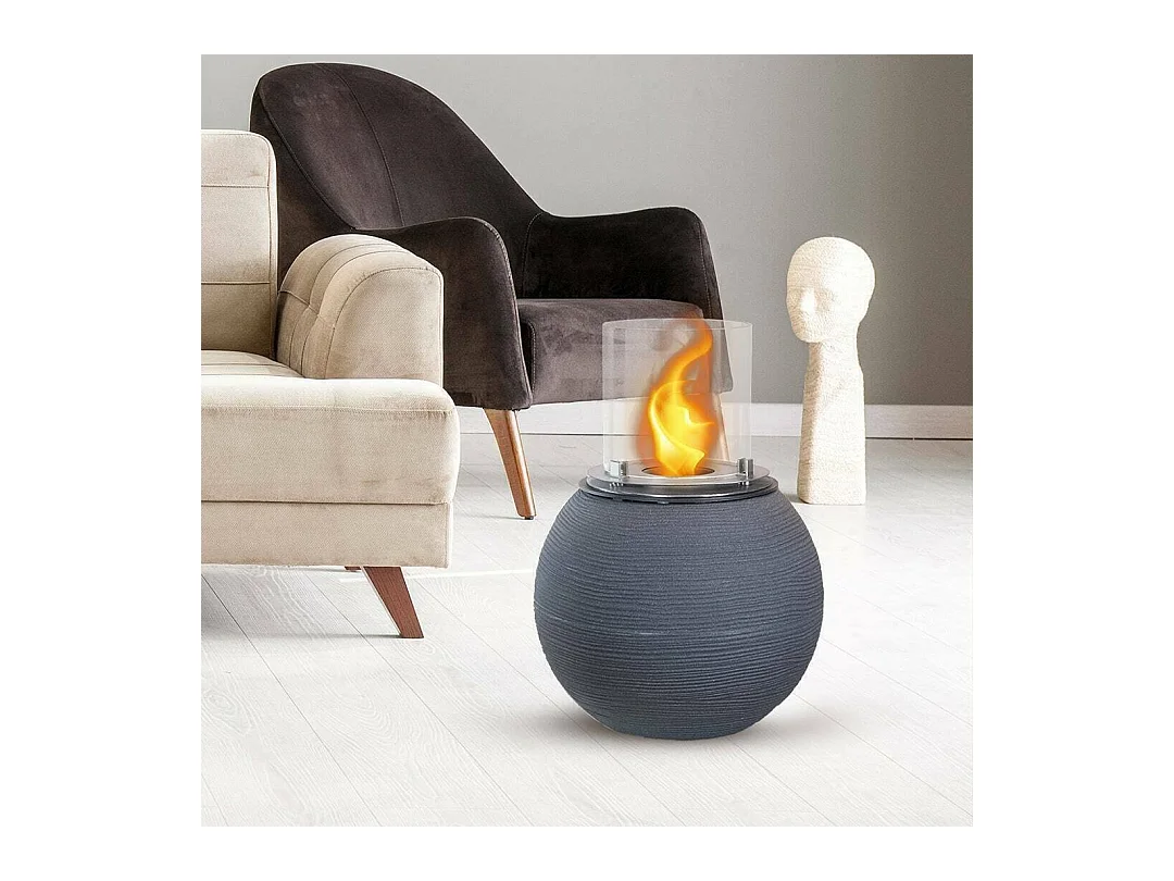 Cheminée Bioéthanol Alliste, Capacité 1,5 L Fabriquée en Italie, 40x40x54h cm Gris Foncé