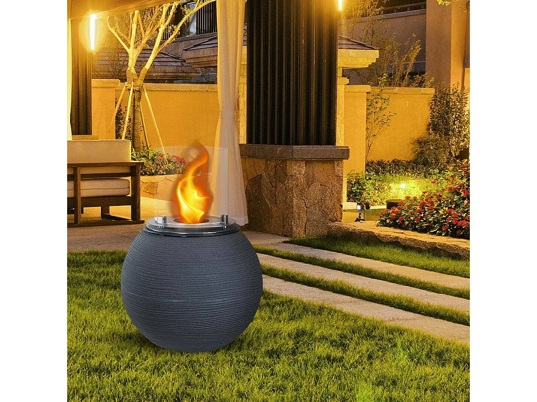 Cheminée Bioéthanol Alliste, Capacité 1,5 L Fabriquée en Italie, 40x40x54h cm Gris Foncé