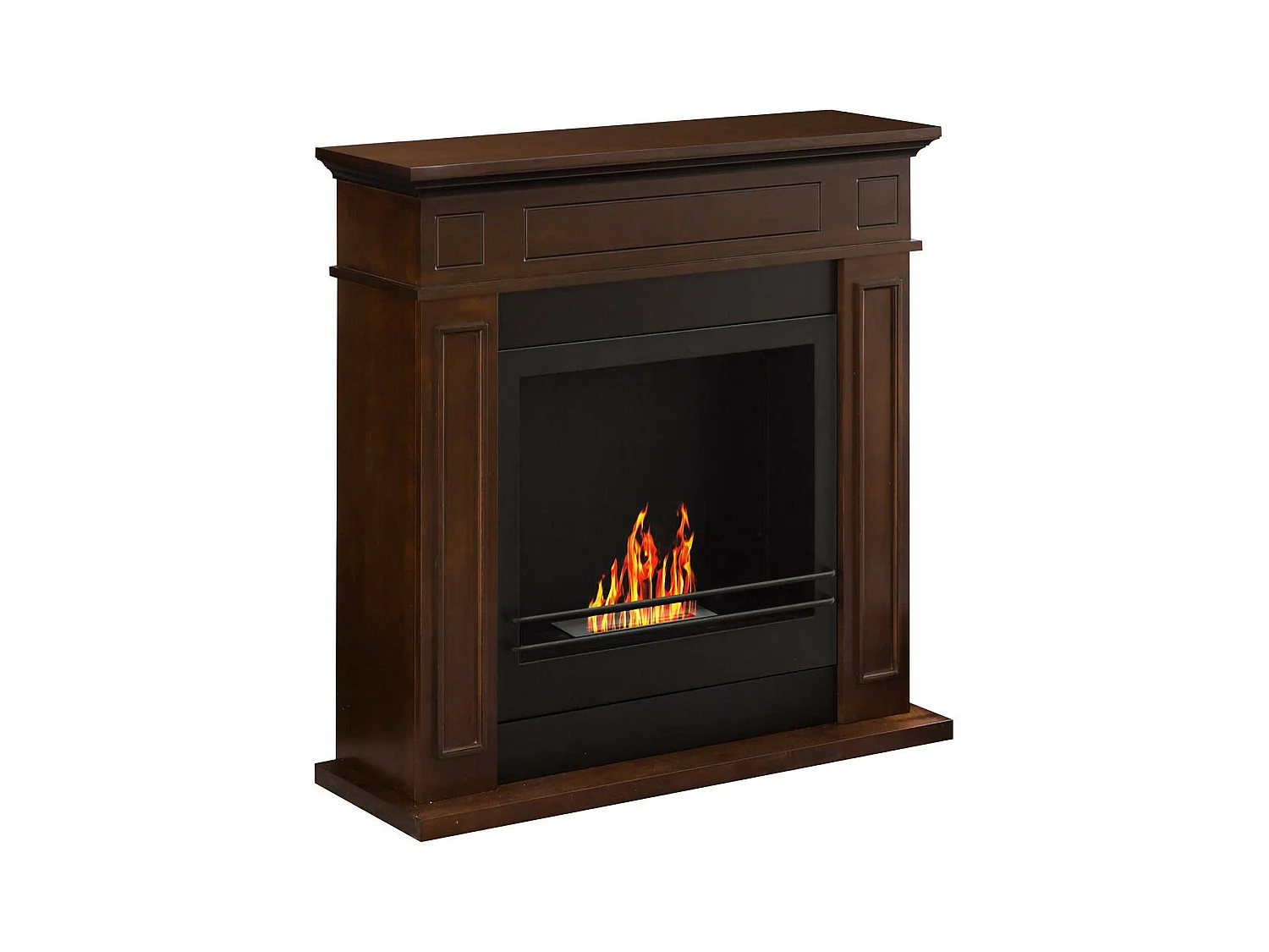 Cheminée bioéthanol Ala, Capacité 1,2 L Made in Italy, 89,5x90,5x28h cm Marron