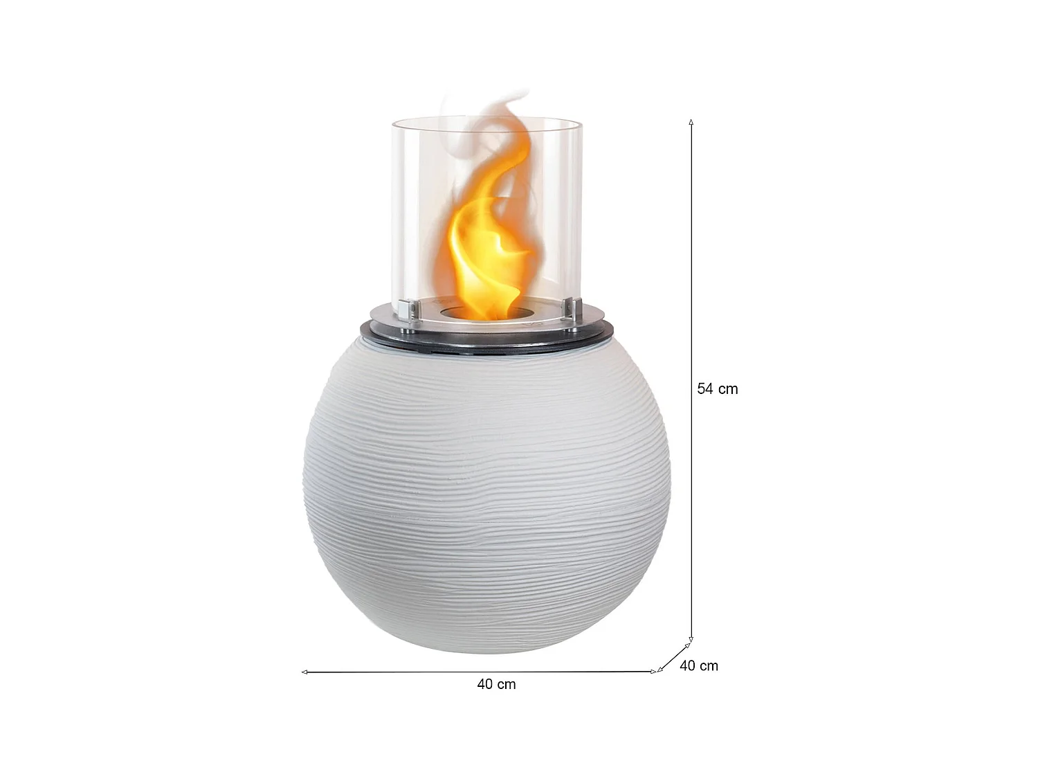 Cheminée bioéthanol Alliste, Capacité 1,5 L Made in Italy, 40x40x54h cm Blanc