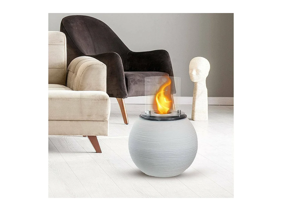 Cheminée bioéthanol Alliste, Capacité 1,5 L Made in Italy, 40x40x54h cm Blanc