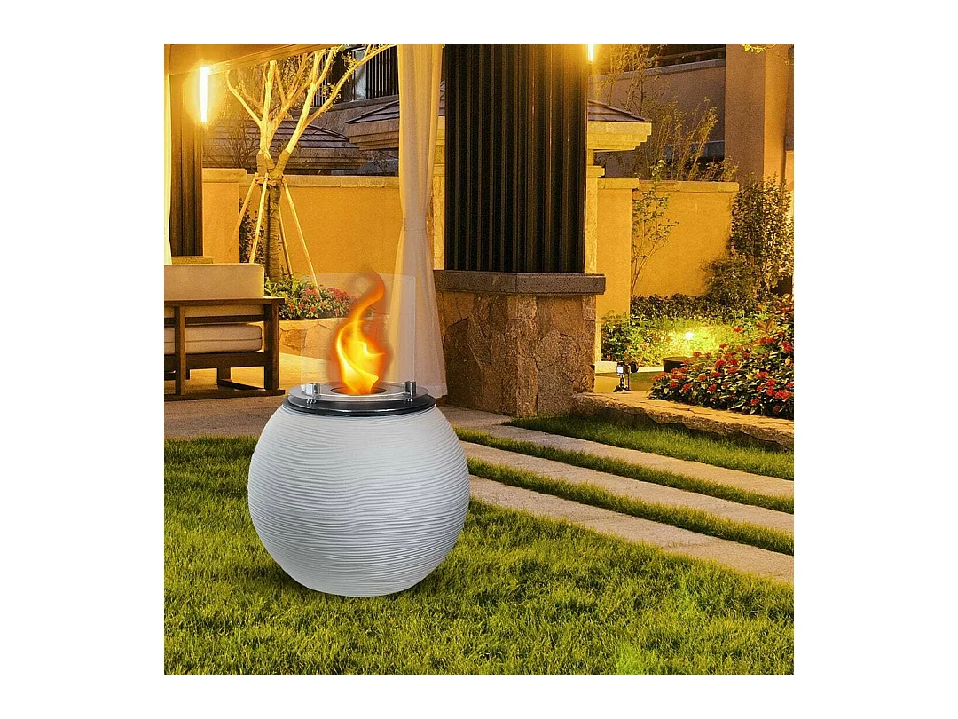 Cheminée bioéthanol Alliste, Capacité 1,5 L Made in Italy, 40x40x54h cm Blanc