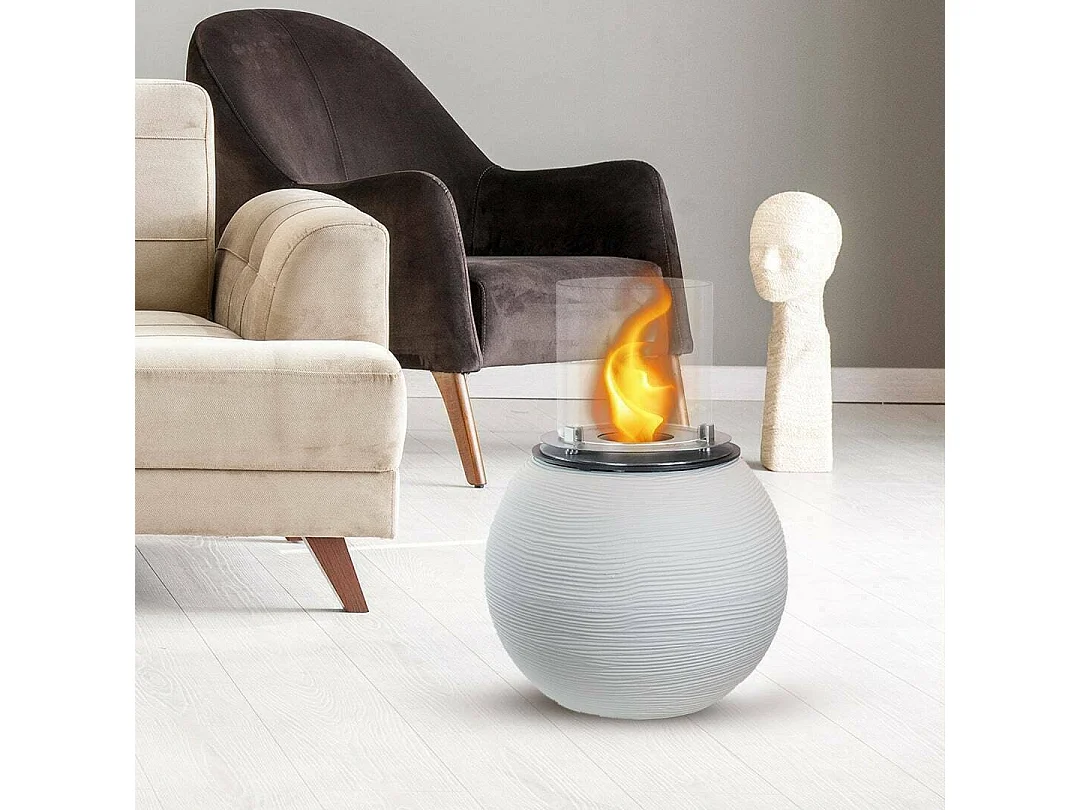 Cheminée bioéthanol Alliste, Capacité 1,5 L Made in Italy, 40x40x54h cm Blanc