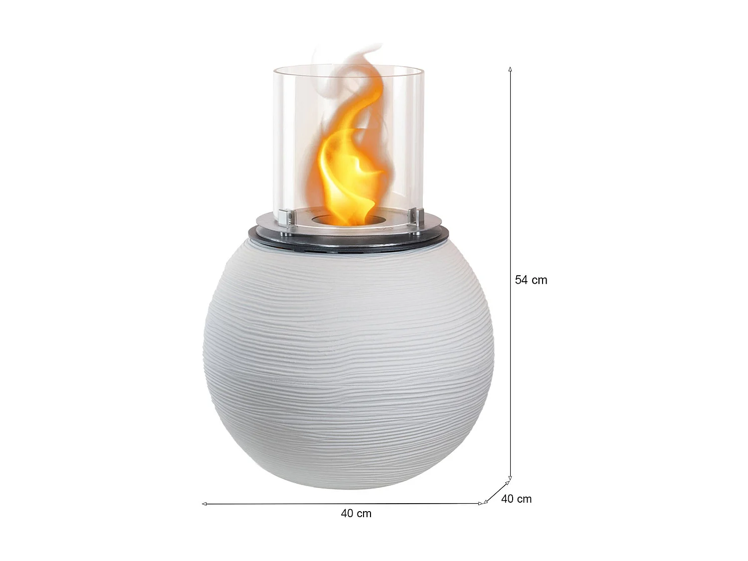 Cheminée bioéthanol Alliste, Capacité 1,5 L Made in Italy, 40x40x54h cm Blanc