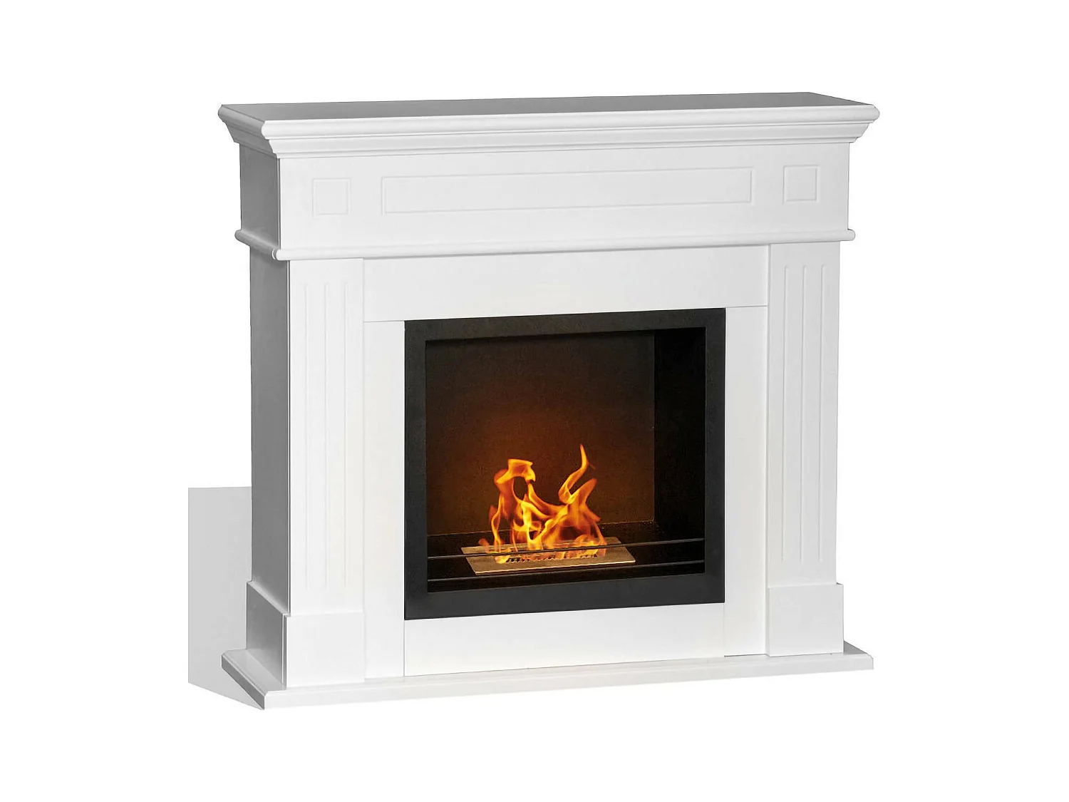 Cheminée à bioéthanol Aradeo, Capacité 1,2 L Made in Italy, 37x110x102h cm Blanc