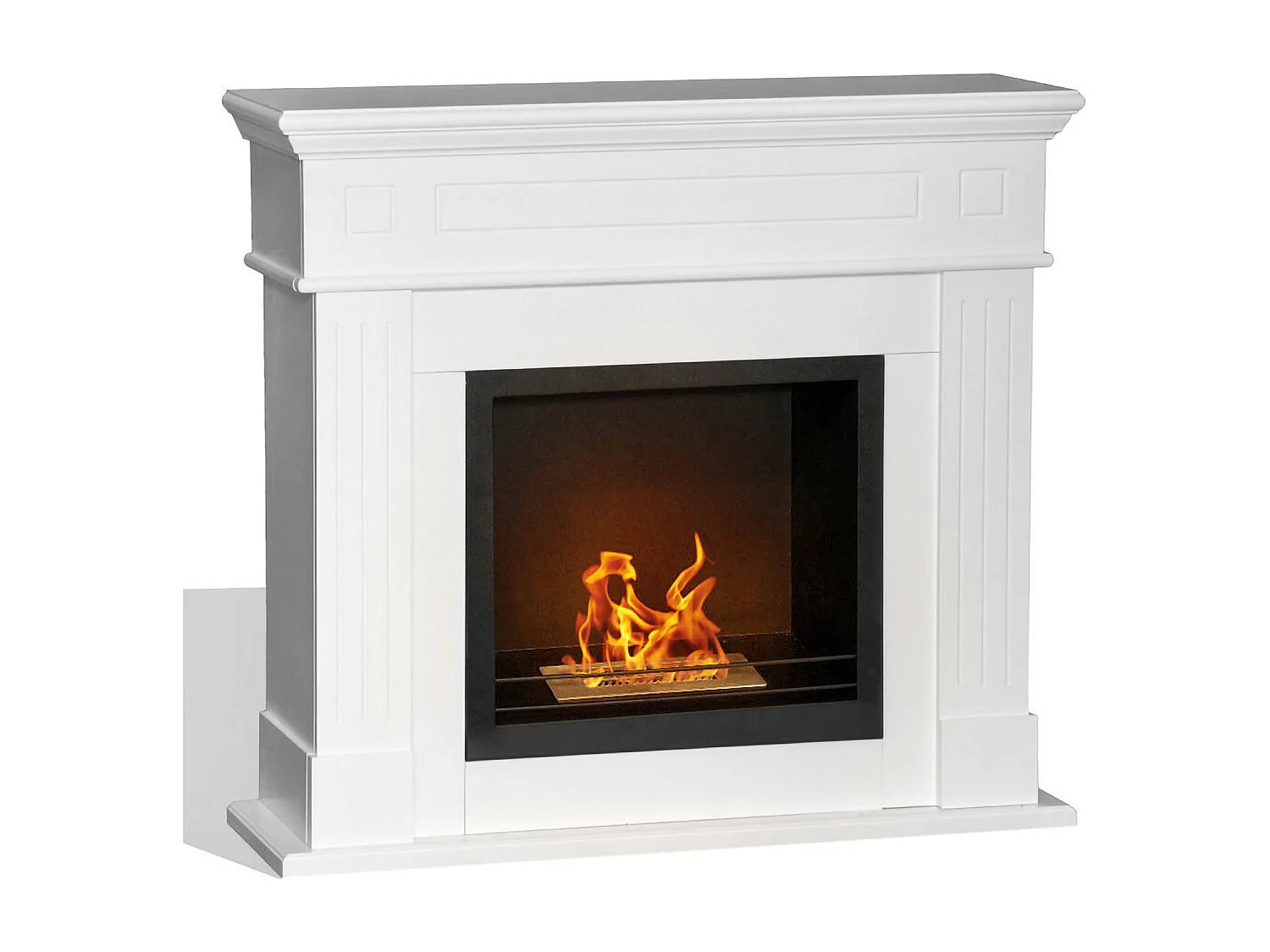 Cheminée à bioéthanol Aradeo, Capacité 1,2 L Made in Italy, 37x110x102h cm Blanc