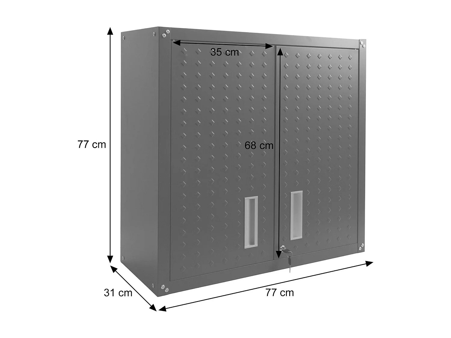 Armadio pensile MCW-O52, armadietto a muro, garage, con serratura, in acciaio 77x77x31cm ~ grigio chiaro
