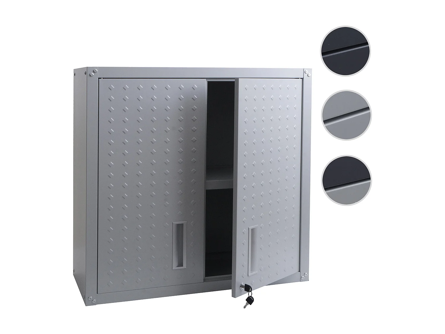 Armadio pensile MCW-O52, armadietto a muro, garage, con serratura, in acciaio 77x77x31cm ~ grigio chiaro
