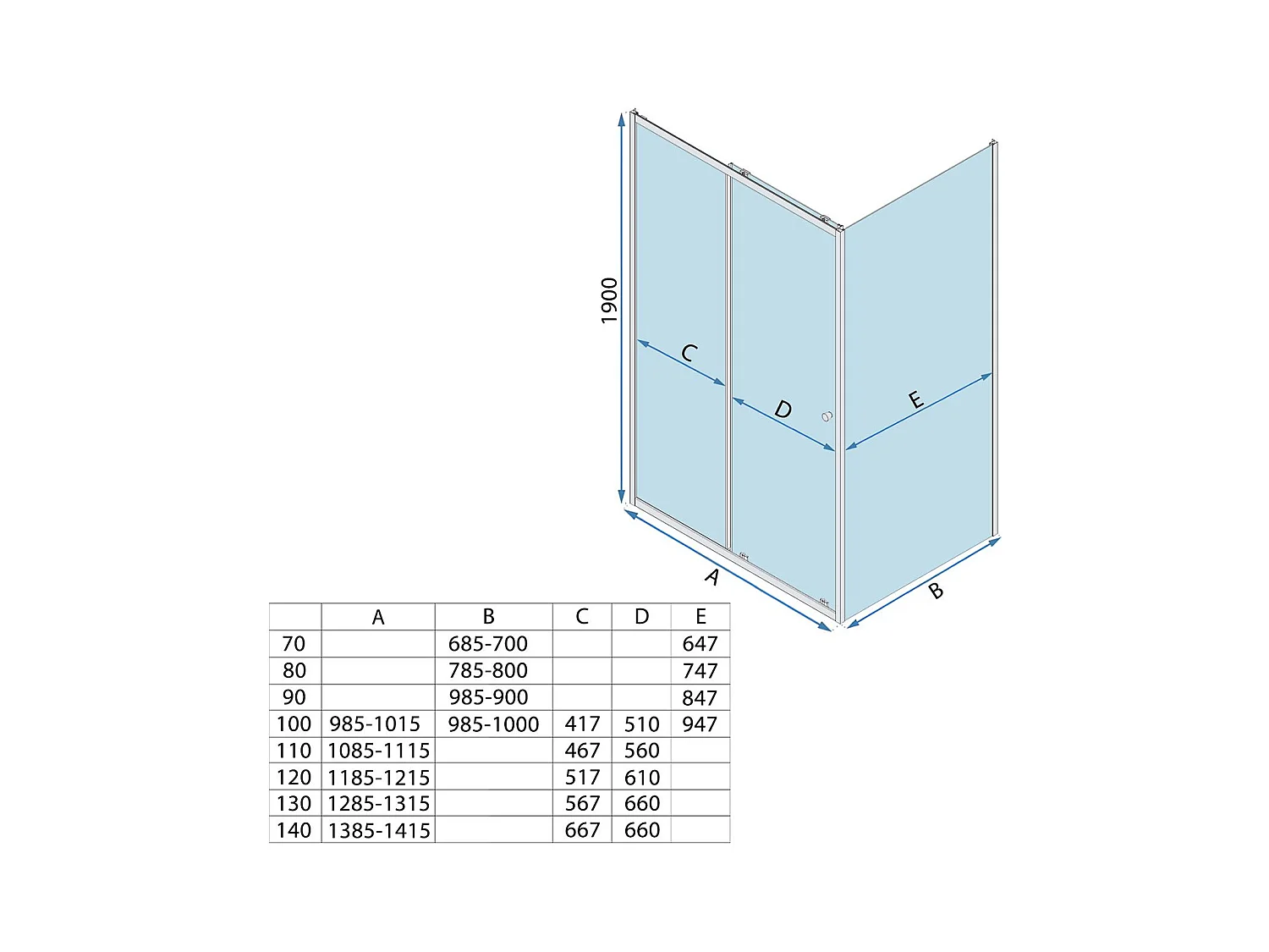 Duschkabine Rea Primo Slide 130X100 Chrome
