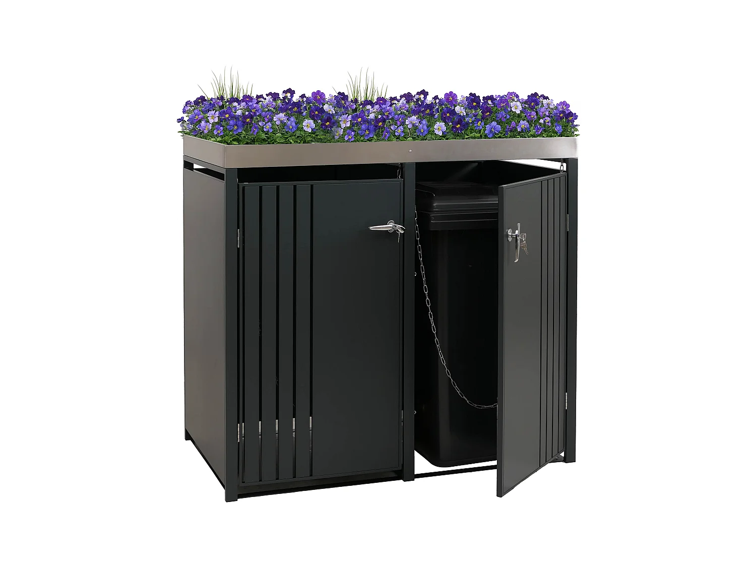 2er-Mülltonnenverkleidung MCW-O67, Anthrazit