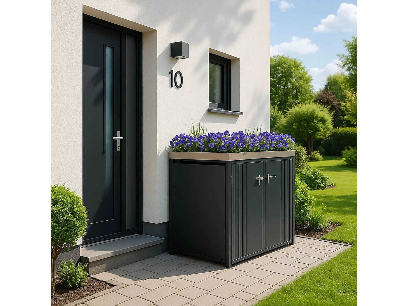 2er-Mülltonnenverkleidung MCW-O67, Anthrazit