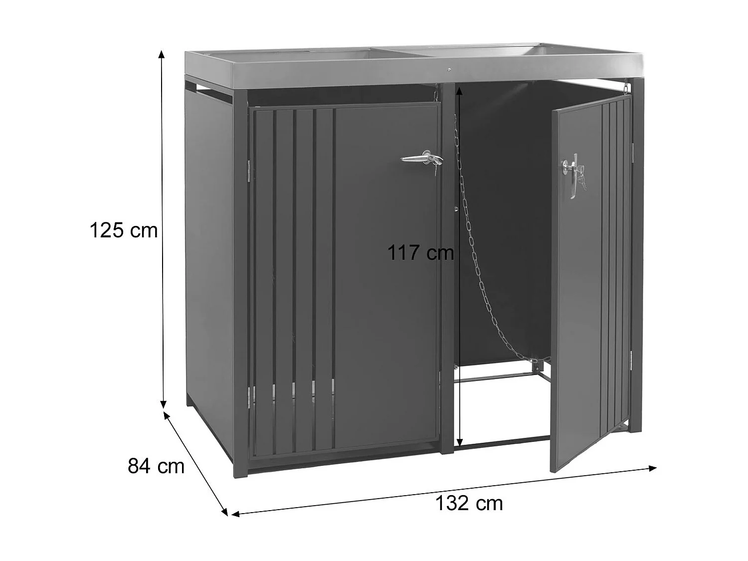 2er-Mülltonnenverkleidung MCW-O67, Anthrazit Holzoptik hell