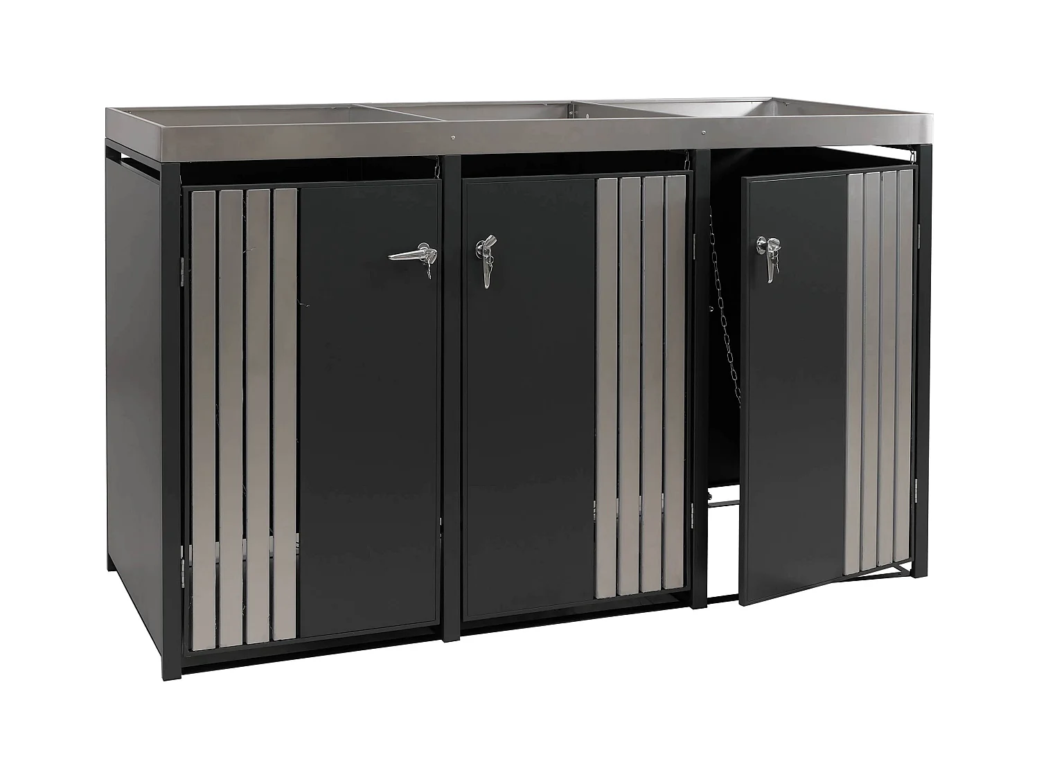 Osłona na trzy pojemniki na śmieci MCW-O67,  antracyt Stal nierdzewna