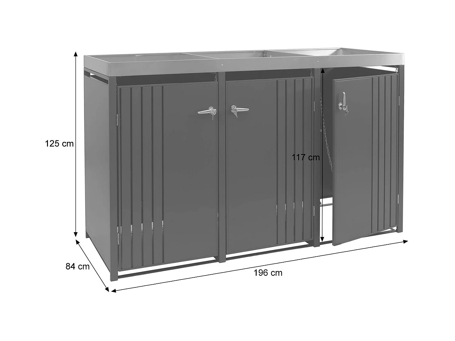 Osłona na trzy pojemniki na śmieci MCW-O67,  antracyt Stal nierdzewna