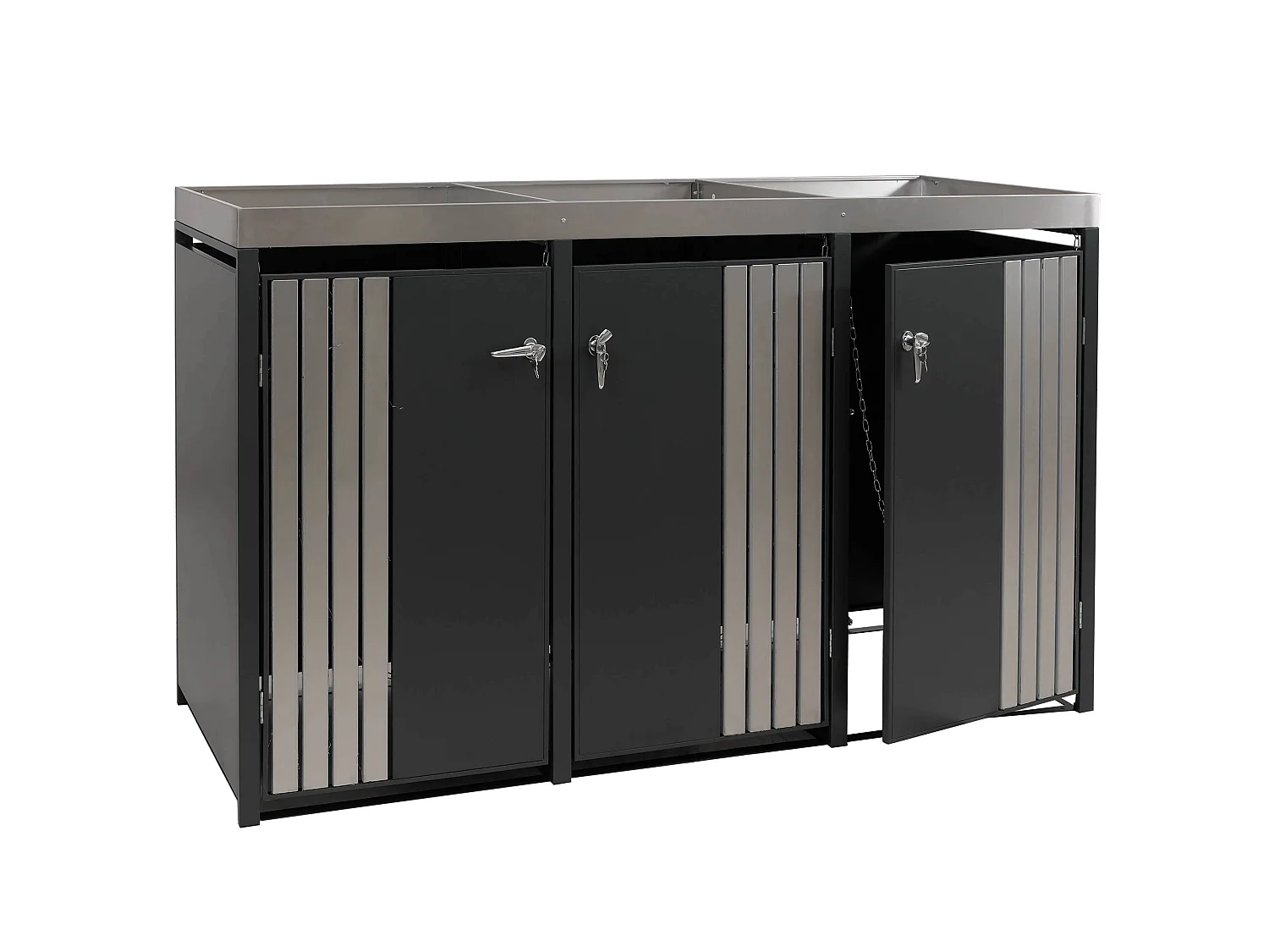 Osłona na trzy pojemniki na śmieci MCW-O67,  antracyt Stal nierdzewna