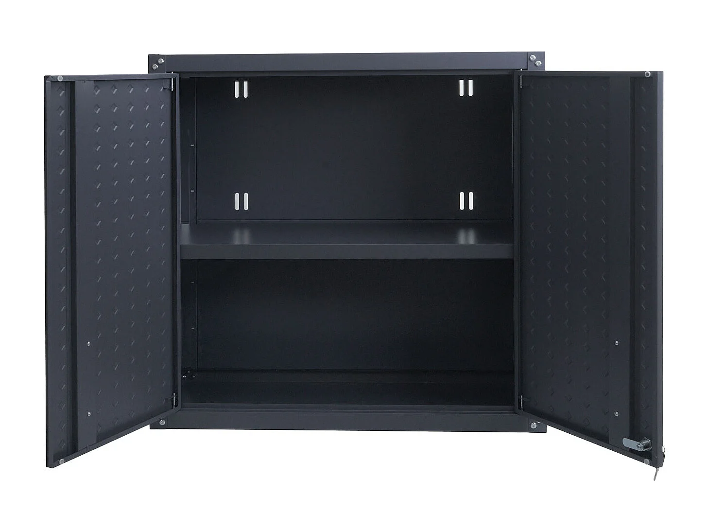 Armadio pensile MCW-O52, armadietto a muro, garage, con serratura, in acciaio 77x77x31cm ~ grigio scuro