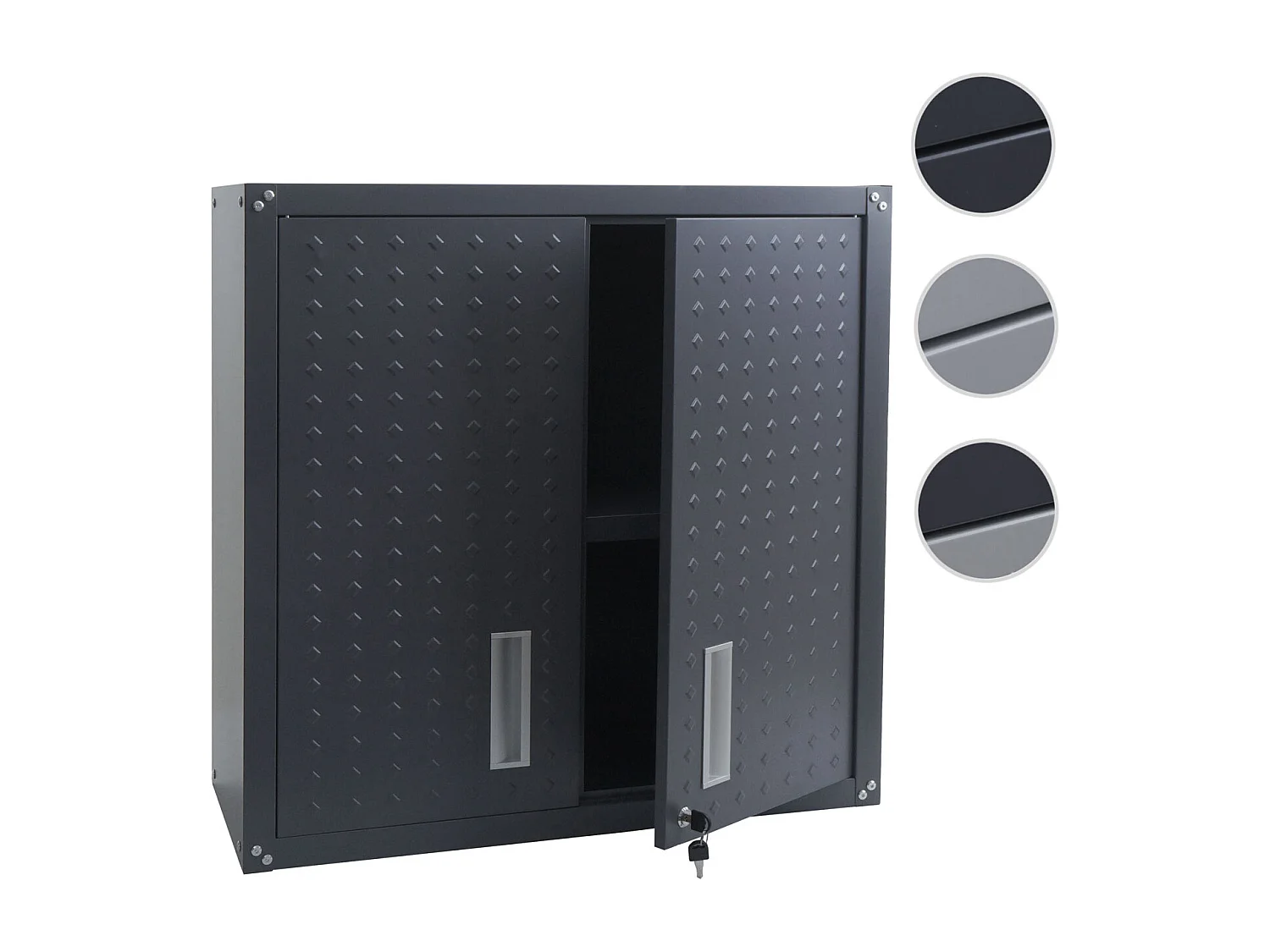 Armadio pensile MCW-O52, armadietto a muro, garage, con serratura, in acciaio 77x77x31cm ~ grigio scuro