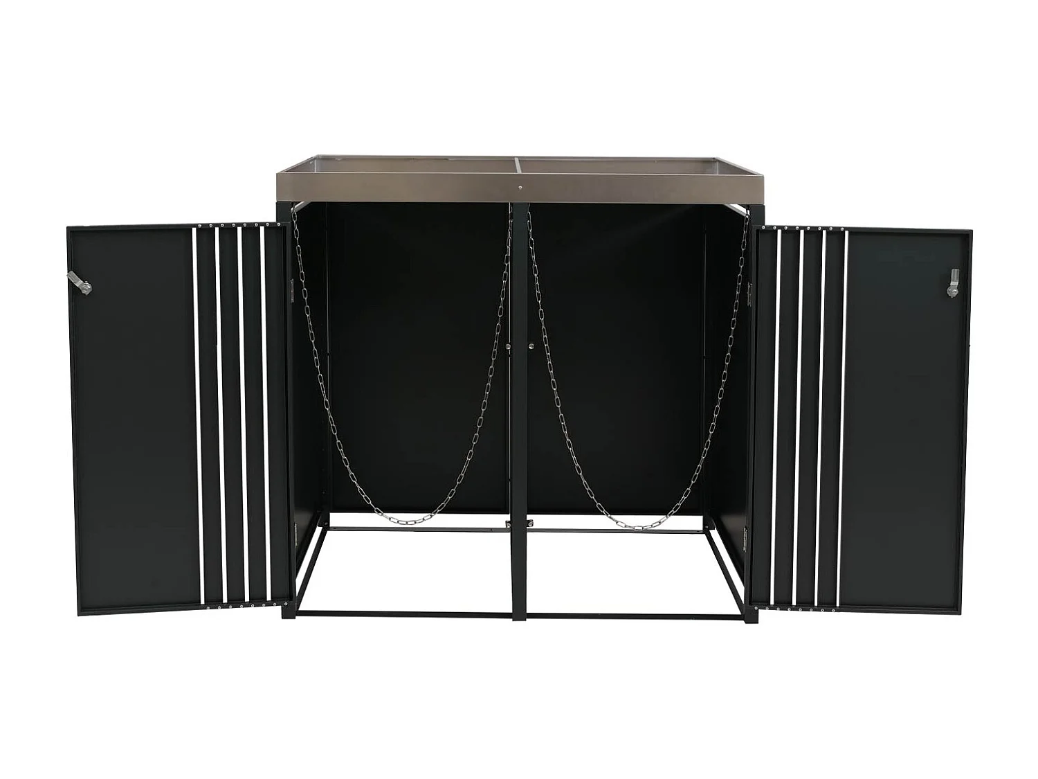 2er-Mülltonnenverkleidung MCW-O67, Anthrazit Holzoptik dunkel