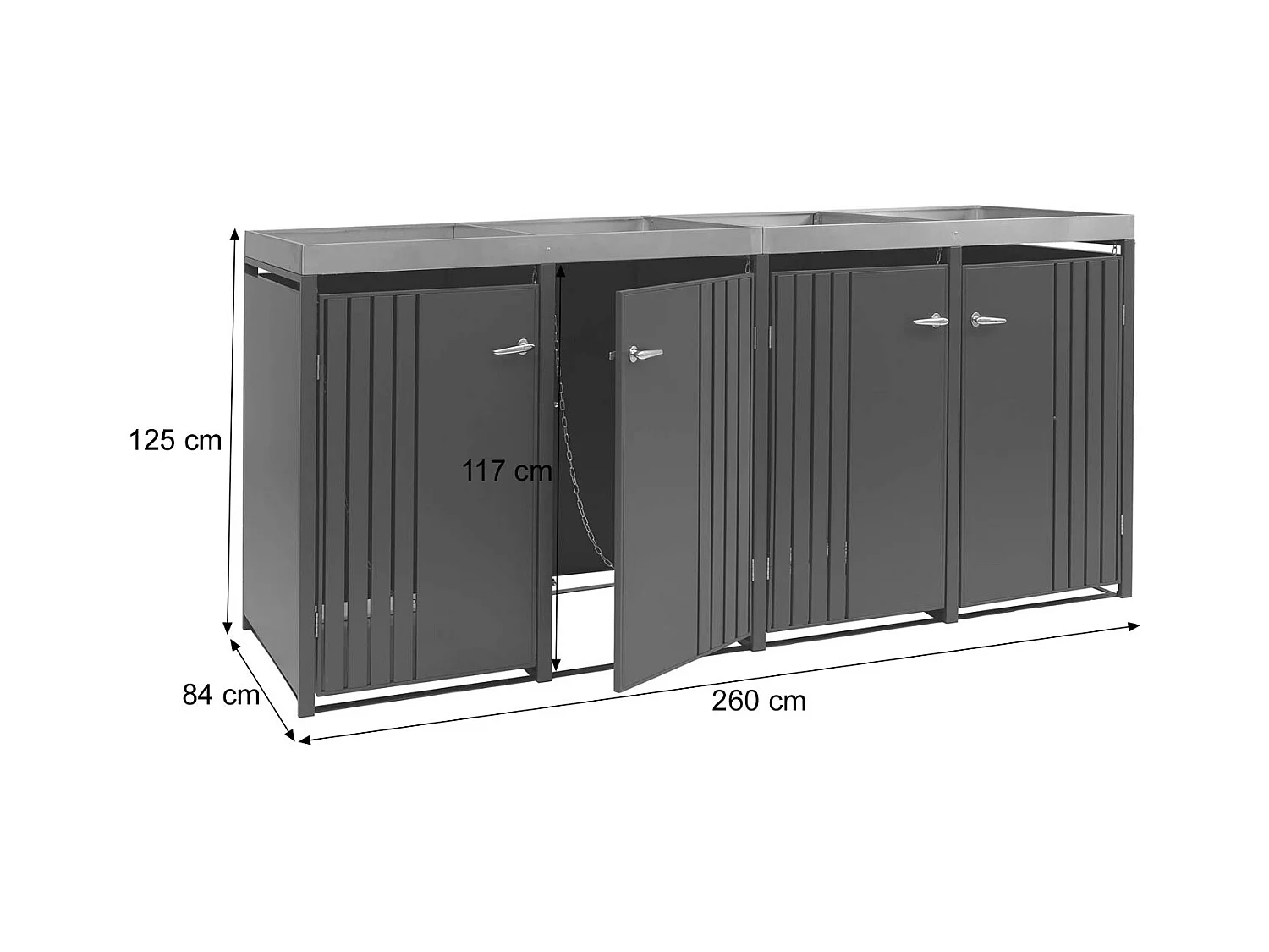 4er-Mülltonnenverkleidung MCW-O67, Anthrazit Holzoptik hell