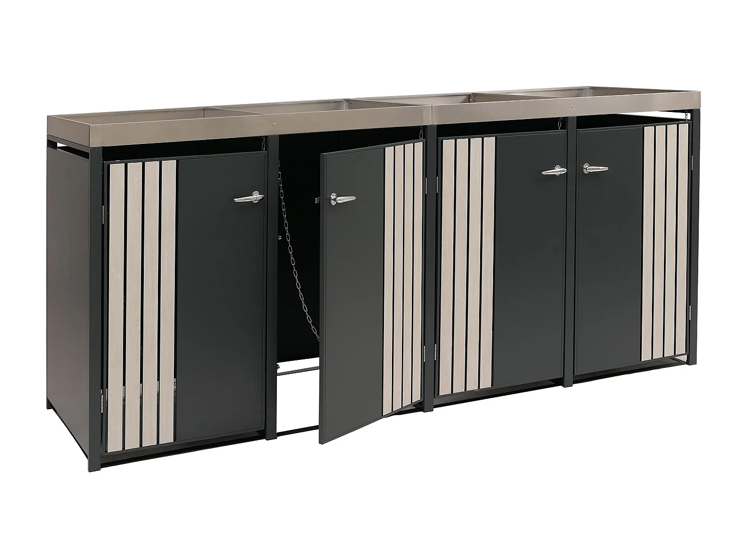 Mülltonnenverkleidung MCW-O67, Anthrazit Holzoptik hell