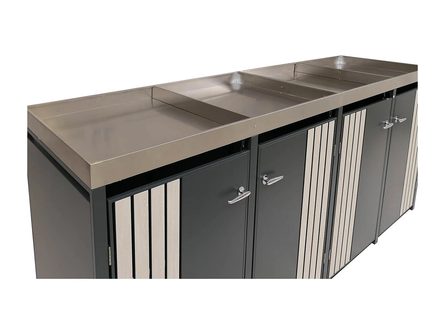 Mülltonnenverkleidung MCW-O67, Anthrazit Holzoptik hell