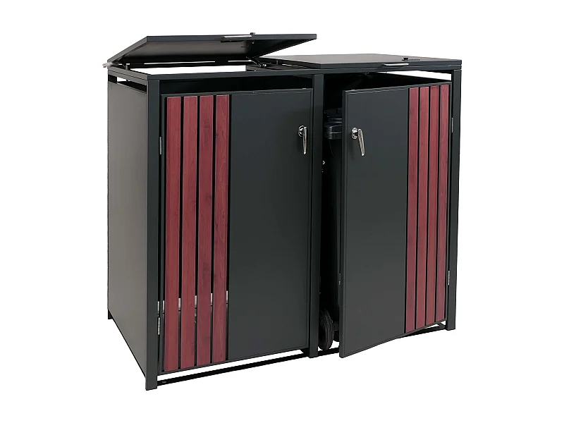 Afvalcontainerbehuizing voor 2 containers MCW-O67,  antraciet houtlook donker