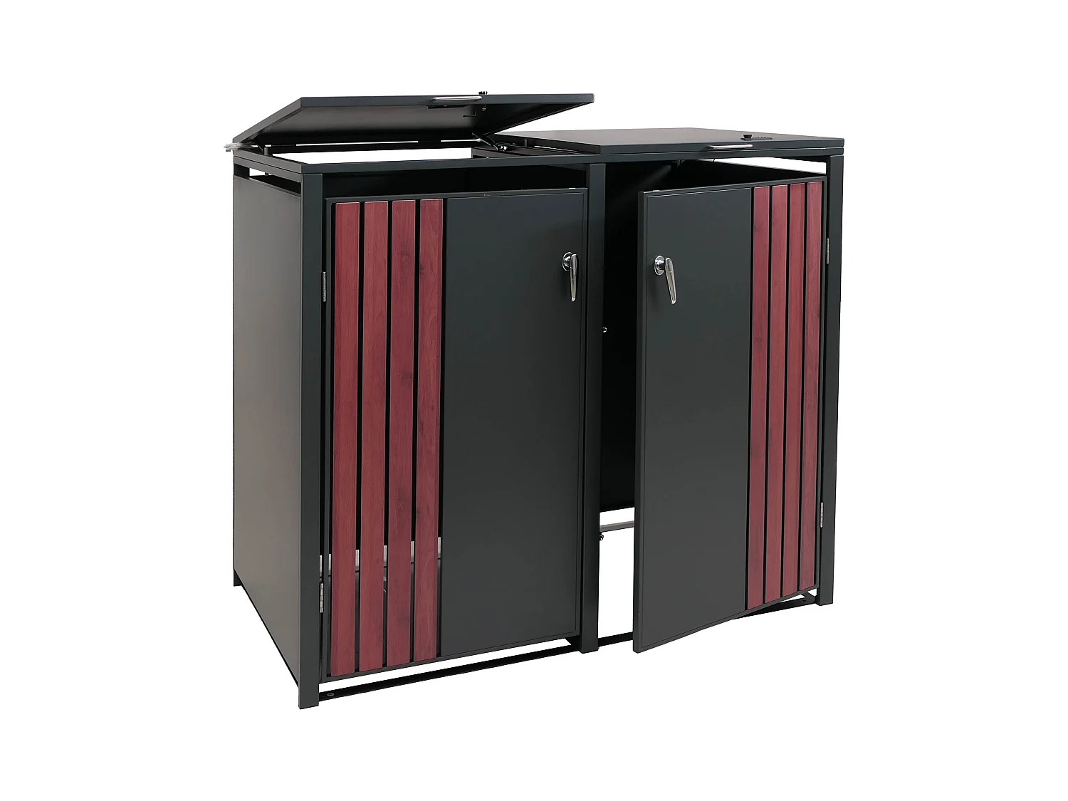 Osłona na dwa pojemniki na śmieci MCW-O67,  antracytowy wygląd drewna ciemny