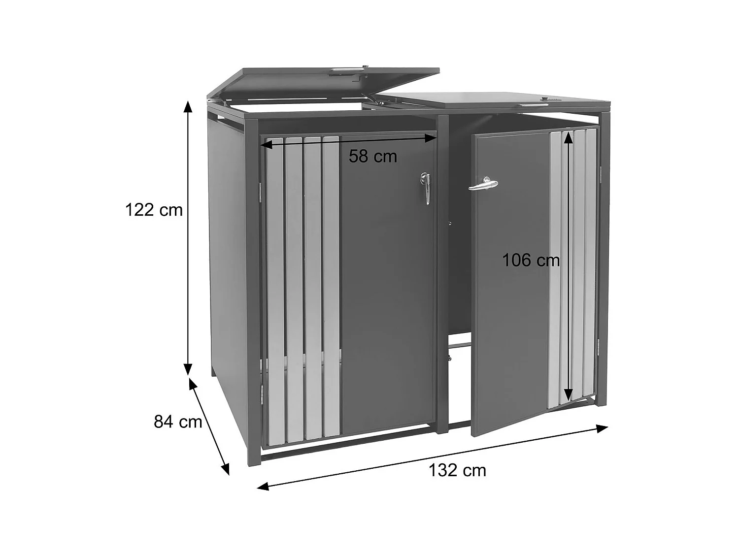 Osłona na dwa pojemniki na śmieci MCW-O67,  antracytowy wygląd drewna ciemny