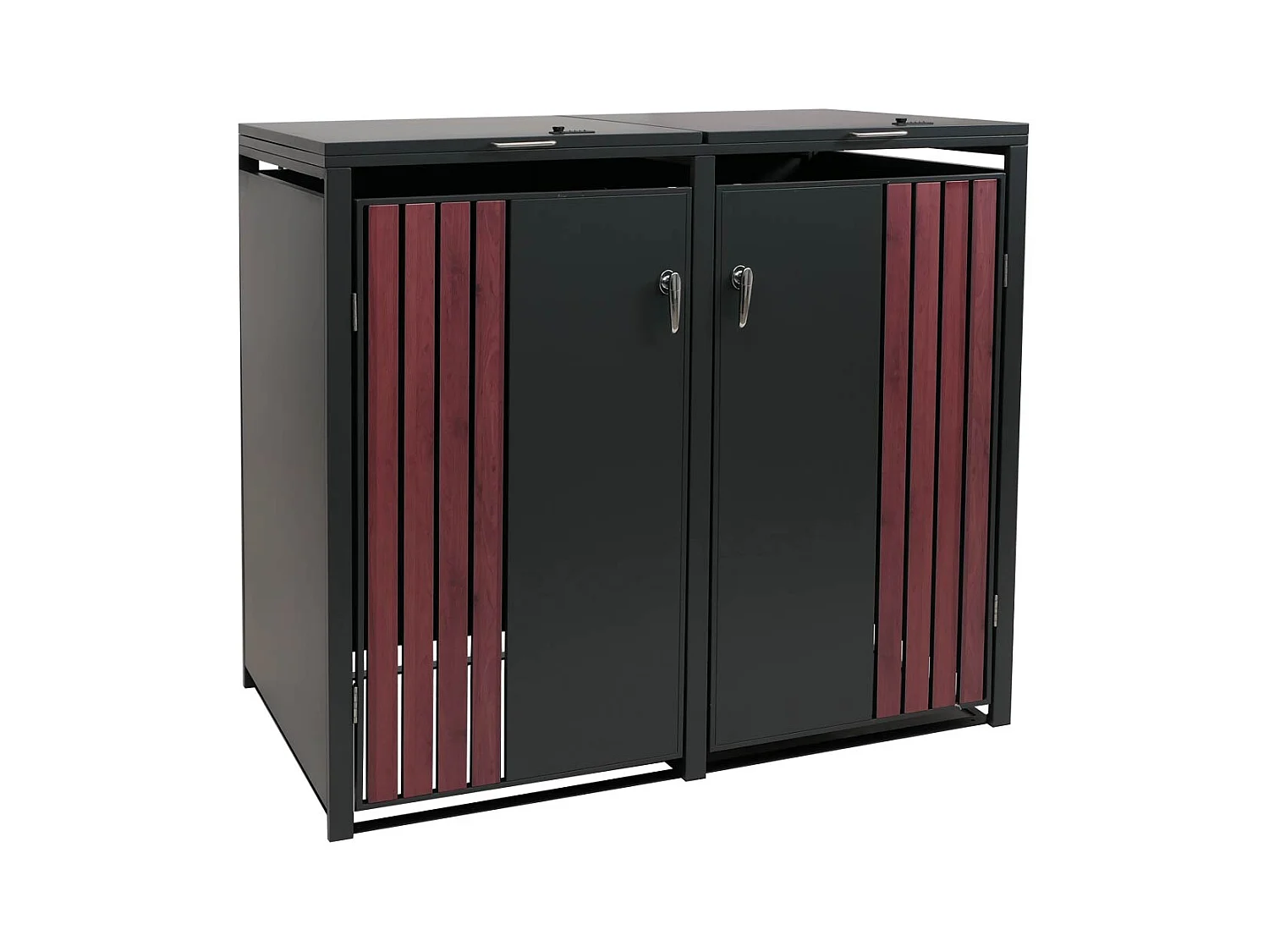 Osłona na dwa pojemniki na śmieci MCW-O67,  antracytowy wygląd drewna ciemny