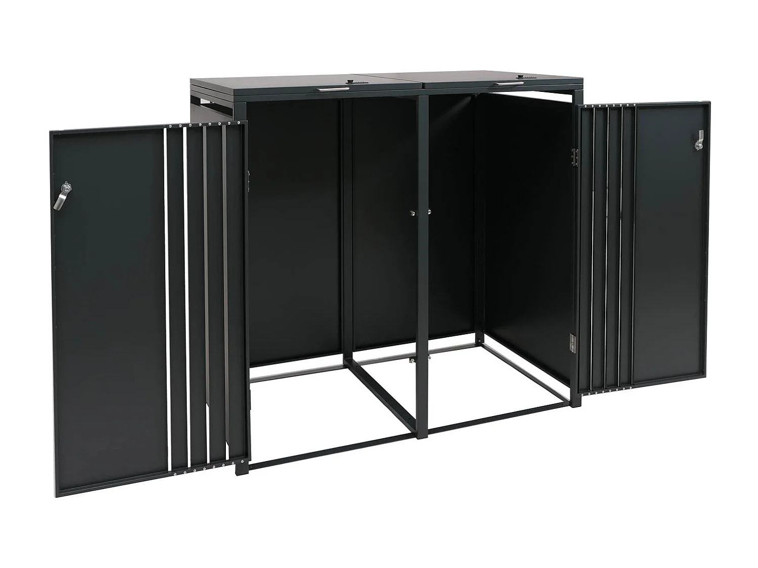 Osłona na dwa pojemniki na śmieci MCW-O67,  antracytowy wygląd drewna ciemny