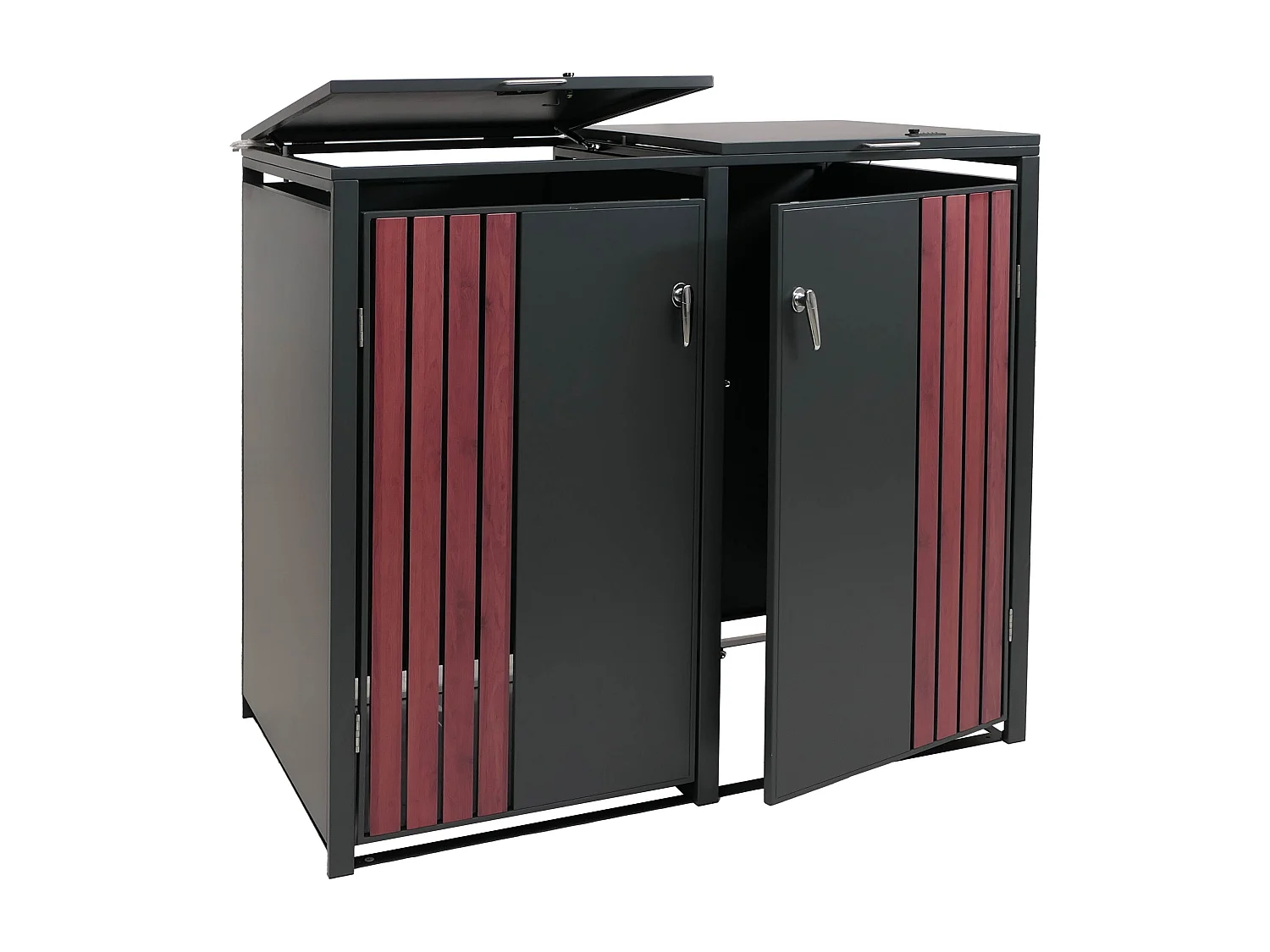 Osłona na dwa pojemniki na śmieci MCW-O67,  antracytowy wygląd drewna ciemny