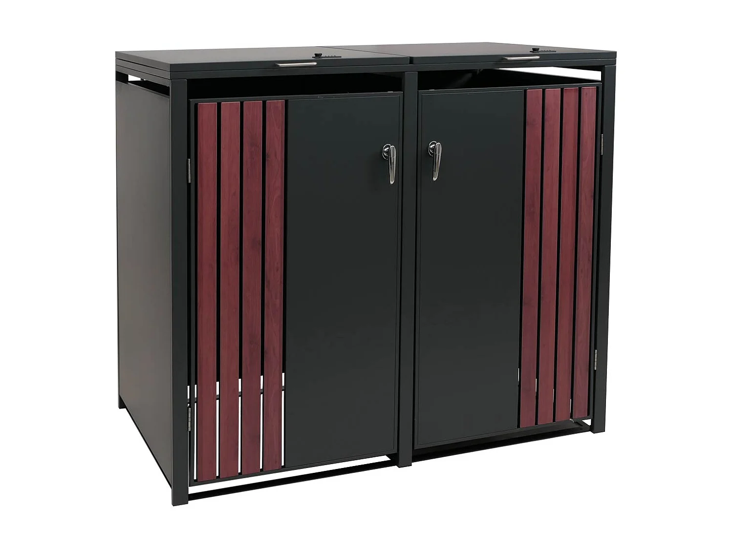 Osłona na dwa pojemniki na śmieci MCW-O67,  antracytowy wygląd drewna ciemny