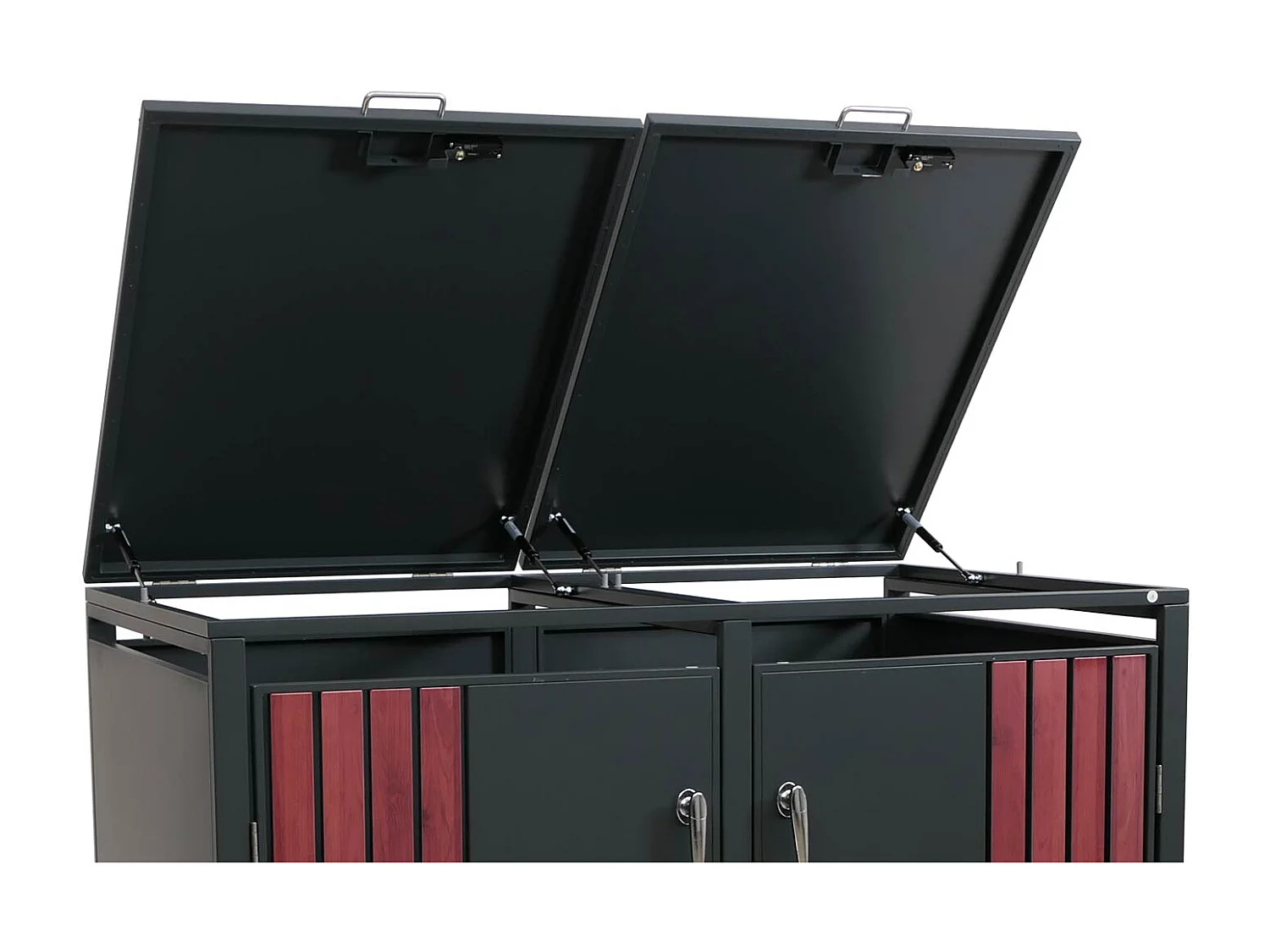 Osłona na dwa pojemniki na śmieci MCW-O67,  antracytowy wygląd drewna ciemny