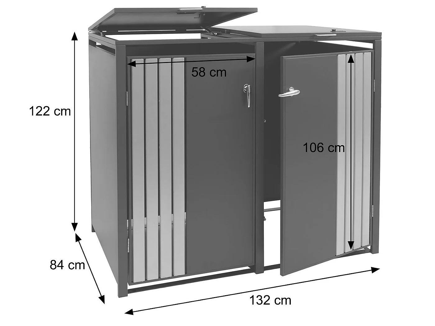2er-Mülltonnenverkleidung MCW-O67, Anthrazit Holzoptik dunkel
