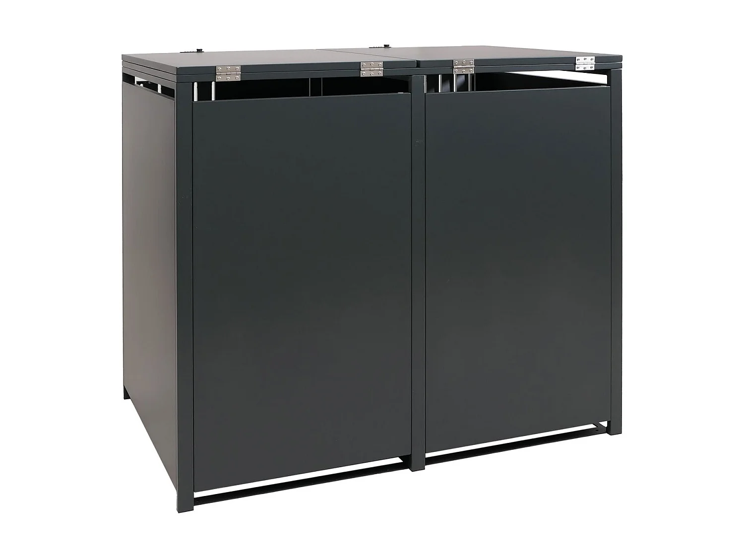 2er-Mülltonnenverkleidung MCW-O67, Anthrazit Holzoptik dunkel