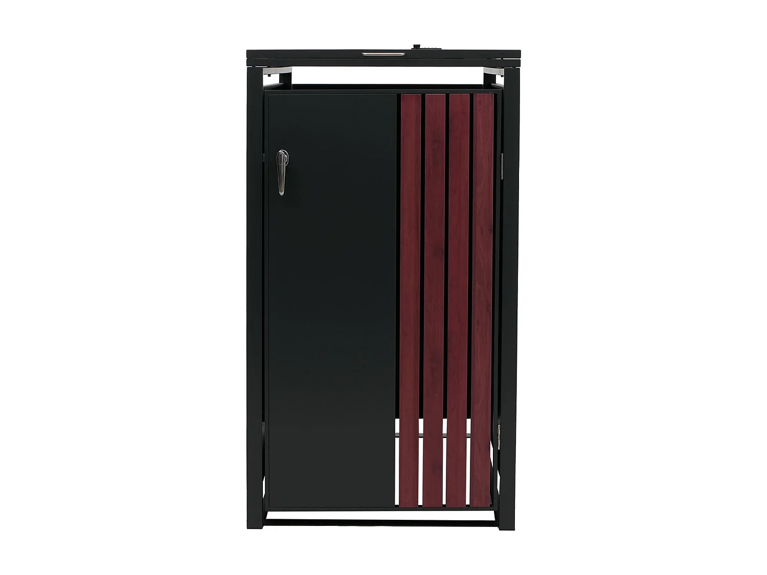 Copribidone singolo MCW-O67, copricassonetto con coperchio, metallo 122x68x84 cm 35 kg ~ antracite effetto legno scuro